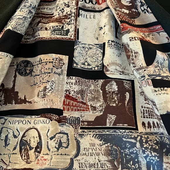 Vintage Dianne B New York  Tunic Black With Currency Print Insert Large - Picture 7 of 12